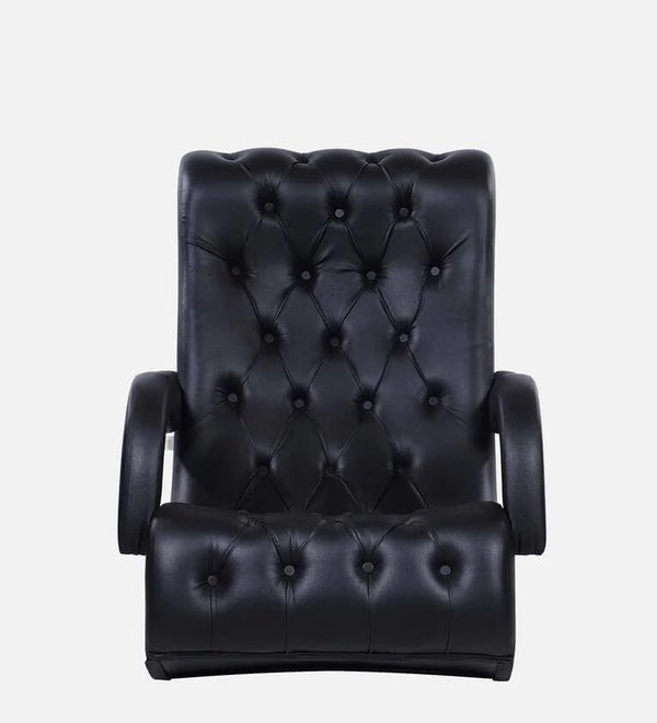 Shink Modern Black Leatherette Rocking Chair with Cushioned Seat