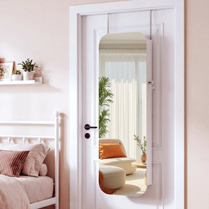Arched Mirror Jewelry Armoire with LED Lights | Wall/Door Mounted   Wooden Bazar