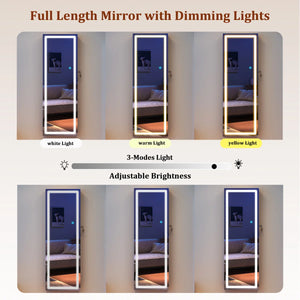 Lighted Mirror Jewelry Armoire with Wall-Mounted Storage Cabine  Wooden Bazar