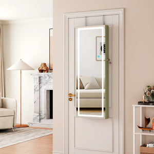 Lighted Mirror Jewelry Armoire with Wall-Mounted Storage Cabine  Wooden Bazar