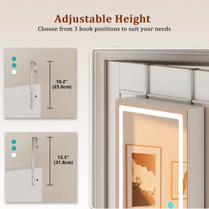 Lighted Mirror Jewelry Armoire with Wall-Mounted Storage Cabine  Wooden Bazar