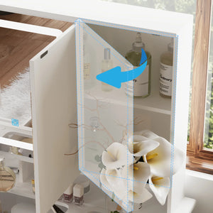 43.3" Makeup Vanity Desk with Tri-Fold LED Lighted Mirror, 9 Drawers and Hidden Storage for Bedroom  Wooden  bazar
