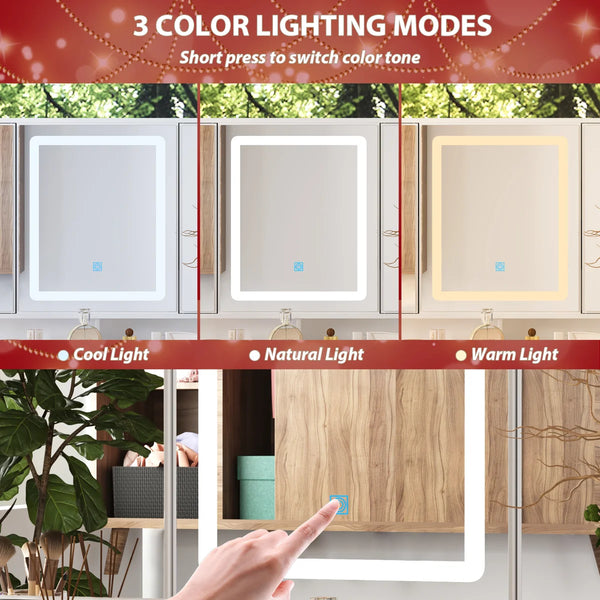 43.3" Makeup Vanity Desk with Tri-Fold LED Lighted Mirror, 9 Drawers and Hidden Storage for Bedroom  Wooden  bazar
