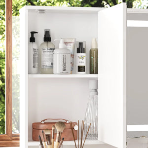 43.3" Makeup Vanity Desk with Tri-Fold LED Lighted Mirror, 9 Drawers and Hidden Storage for Bedroom  Wooden  bazar