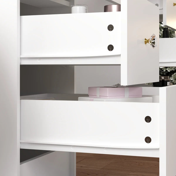 43.3" Makeup Vanity Desk with Tri-Fold LED Lighted Mirror, 9 Drawers and Hidden Storage for Bedroom  Wooden  bazar