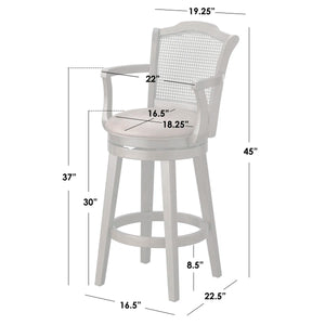45" H Solid Wood and Cane Swivel Bar Stool (Set of 2)  Wooden Bazar