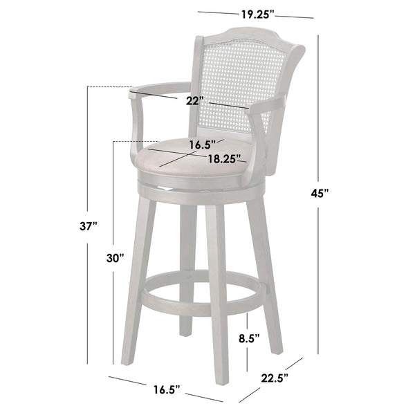 45" H Solid Wood and Cane Swivel Bar Stool (Set of 2)  Wooden Bazar