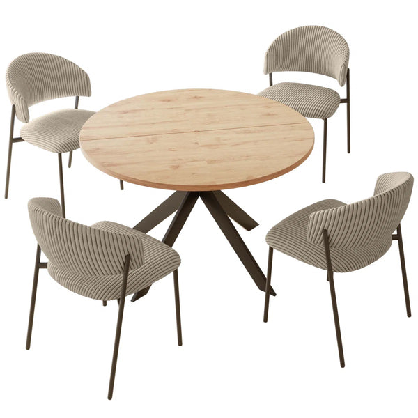 Giddy Modern Round Table Set Of 4 With Dining Chairs