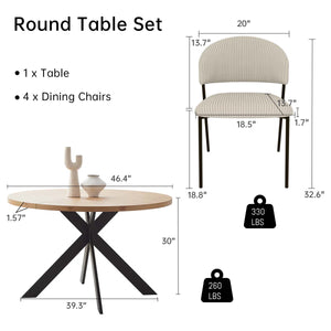 Giddy Modern Round Table Set Of 4 With Dining Chairs