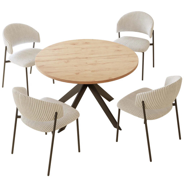 Giddy Modern Round Table Set Of 4 With Dining Chairs