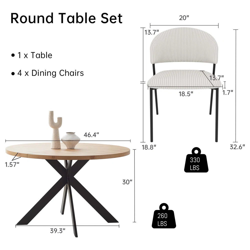 Giddy Modern Round Table Set Of 4 With Dining Chairs