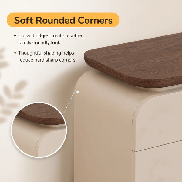 47.24" modern cream-colored vanity table, extendable to 94.48", with 6 drawers, L-shaped solid wood vanity set with a rotating tabletop  Wooden Bazar