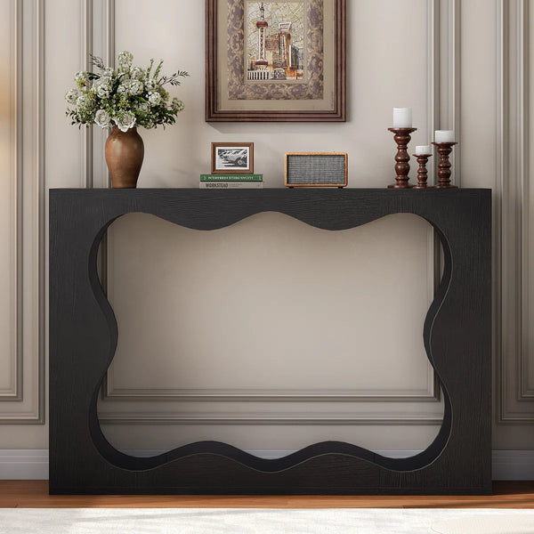Console Table with Wavy Design for Entryway, Hallway & Living Room  Wooden Bazar