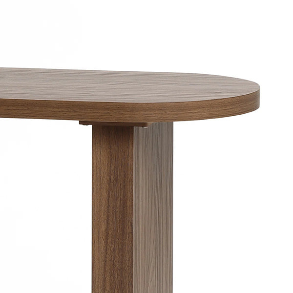 Modern Console Table with Travertine-Style Top and Walnut Finish for Entryway & Living Room  Wooden Bazar