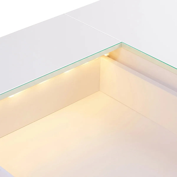 47'' Makeup Vanity Desk with Lights LED RGB  Wooden Bazar