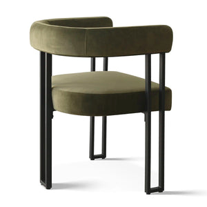 Navison 4 Seater Dining Table Set with Round Table & 4 Upholstered Velvet Chairs