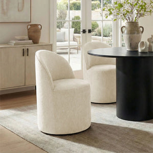Jovick 4 Seater Dining Table Sets With Round Table & 4 Upholstered Fabric Chairs - Wooden bazar