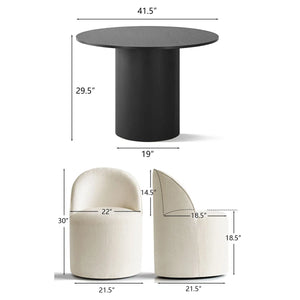 Jovick 4 Seater Dining Table Sets With Round Table & 4 Upholstered Fabric Chairs - Wooden bazar