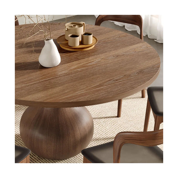 Kiloggs 6 - Person Round Solid Wood Dining Set - Wooden Bazar