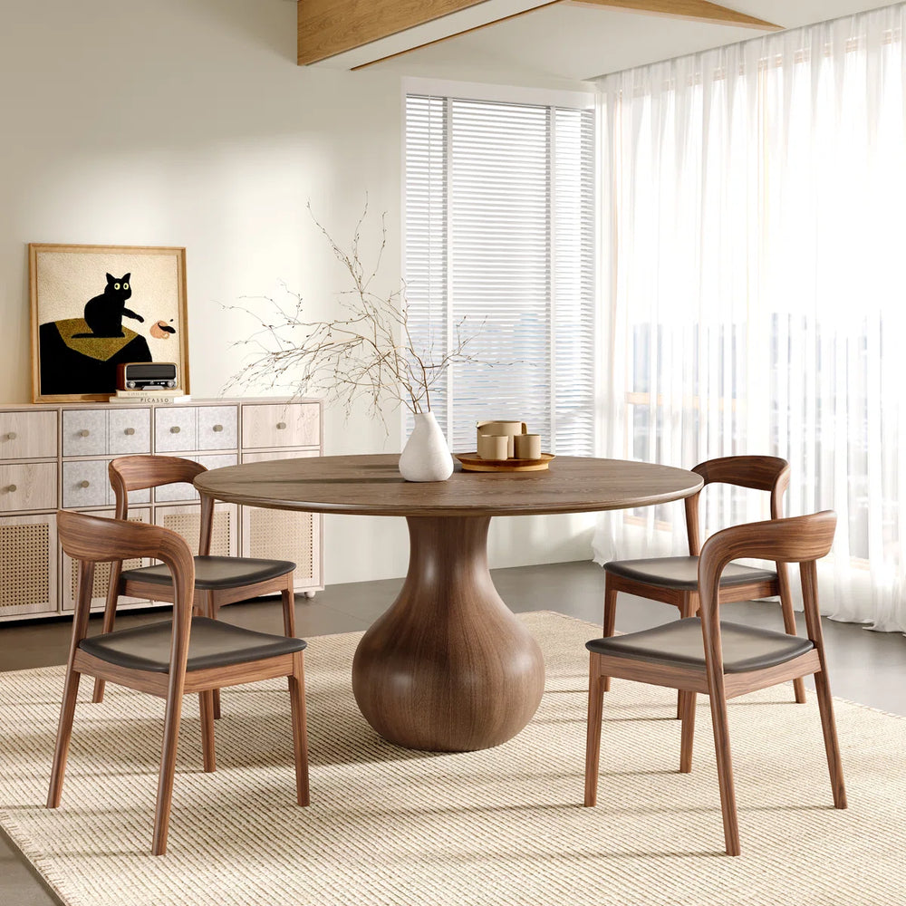 Kiloggs 6 - Person Round Solid Wood Dining Set - Wooden Bazar