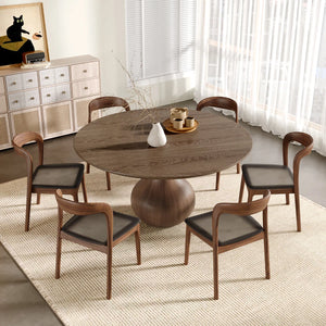 Kiloggs 6 - Person Round Solid Wood Dining Set - Wooden Bazar