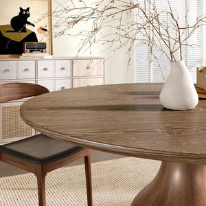 Kiloggs 6 - Person Round Solid Wood Dining Set - Wooden Bazar