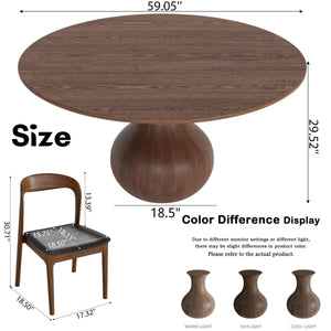 Kiloggs 6 - Person Round Solid Wood Dining Set - Wooden Bazar