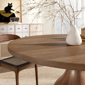 Kiloggs 6 - Person Round Solid Wood Dining Set - Wooden Bazar