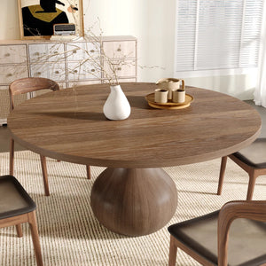 Kiloggs 6 - Person Round Solid Wood Dining Set - Wooden Bazar
