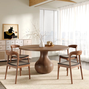 Kiloggs 6 - Person Round Solid Wood Dining Set - Wooden Bazar
