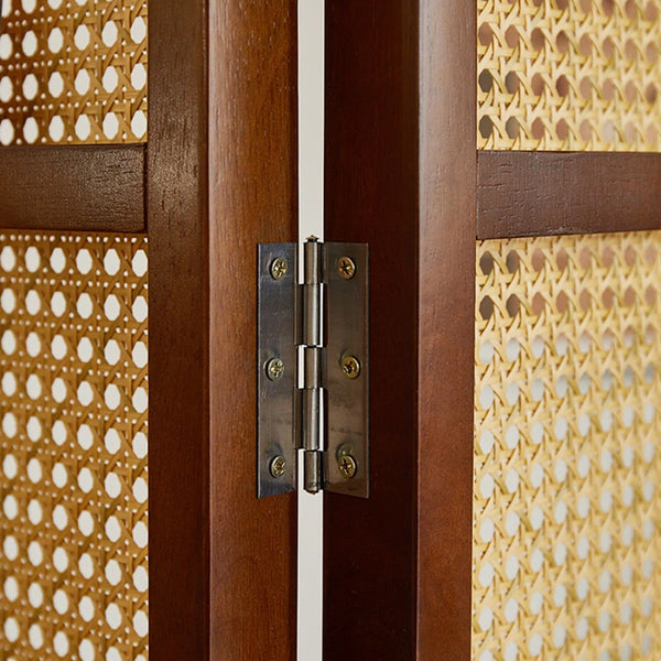 Nut-Brown Solid Wood Folding Room Divider, Multi-Panel Privacy Screen  Wooden Bazar
