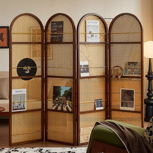 Nut-Brown Solid Wood Folding Room Divider, Multi-Panel Privacy Screen  Wooden Bazar