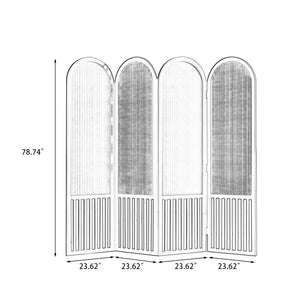 Nut-Brown Solid Wood and Rattan Folding Room Divider, Multi-Panel Privacy Screen  Wooden Bazar