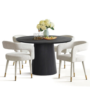 Modern Dining Set with Round Pedestal Table and Upholstered Open-Back Chairs