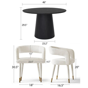 Modern Dining Set with Round Pedestal Table and Upholstered Open-Back Chairs