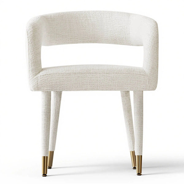 Modern Dining Set with Round Pedestal Table and Upholstered Open-Back Chairs