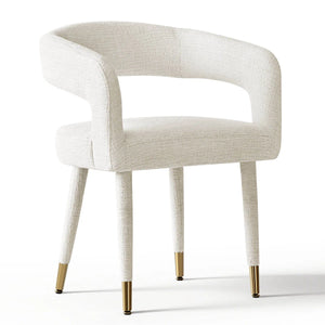 Modern Dining Set with Round Pedestal Table and Upholstered Open-Back Chairs