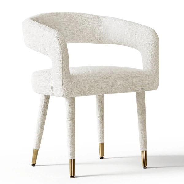 Modern Dining Set with Round Pedestal Table and Upholstered Open-Back Chairs