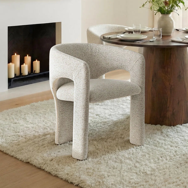 Modern Round Dining Set With 46" Pedestal Table & Upholstered Barrel Chairs