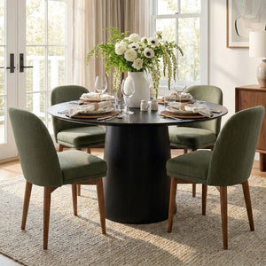 Canvog  Round Dining Table Set For 4 - Wooden Bazar