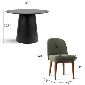 Canvog  Round Dining Table Set For 4 - Wooden Bazar