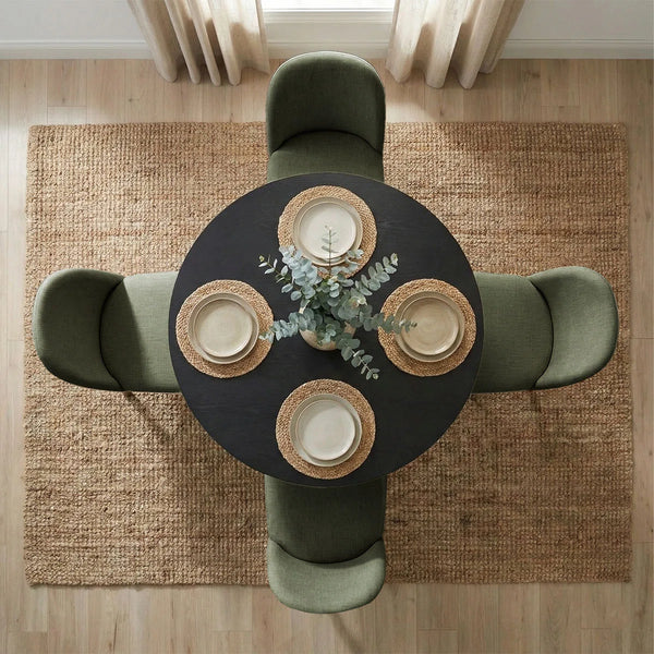 Canvog  Round Dining Table Set For 4 - Wooden Bazar