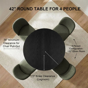 Canvog  Round Dining Table Set For 4 - Wooden Bazar