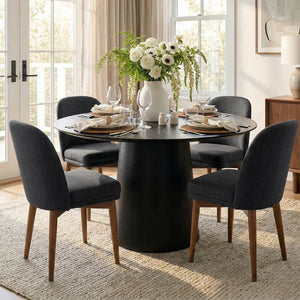 Canvog  Round Dining Table Set For 4 - Wooden Bazar