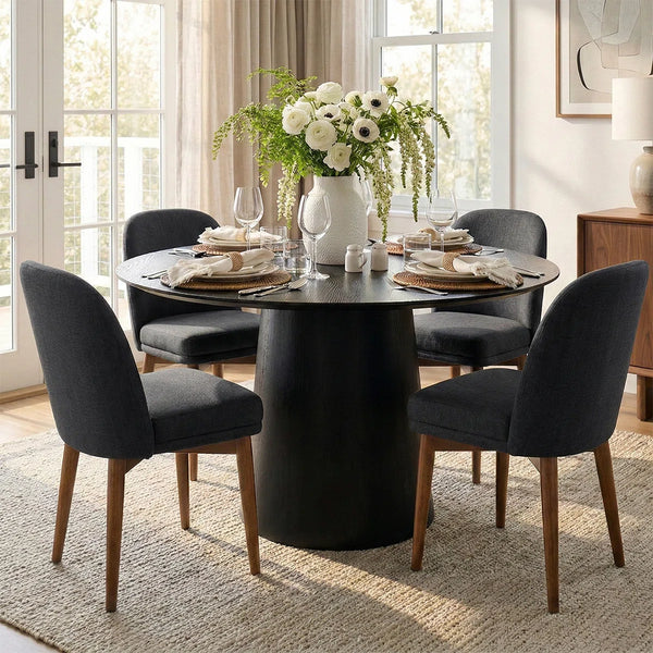 Canvog  Round Dining Table Set For 4 - Wooden Bazar