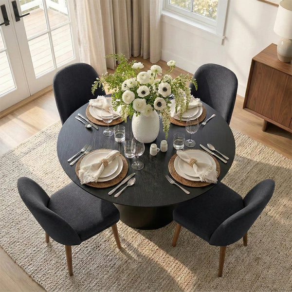 Canvog  Round Dining Table Set For 4 - Wooden Bazar