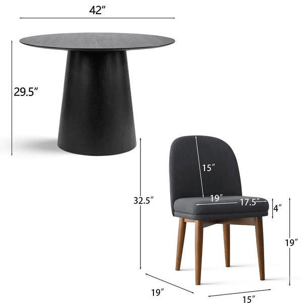 Canvog  Round Dining Table Set For 4 - Wooden Bazar