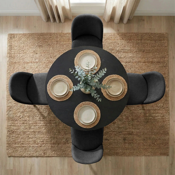 Canvog  Round Dining Table Set For 4 - Wooden Bazar