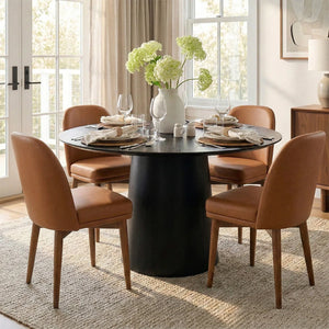 Canvog  Round Dining Table Set For 4 - Wooden Bazar