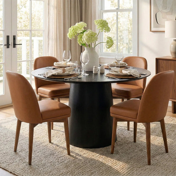 Canvog  Round Dining Table Set For 4 - Wooden Bazar